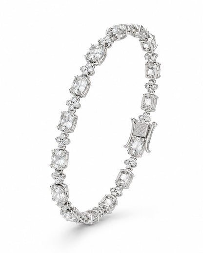 925 Sterling Silver Emerald-Cut Tennis Bracelet | PEHRO