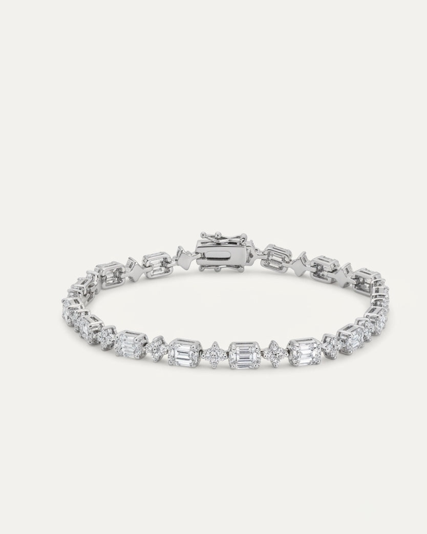 925 Sterling Silver Emerald-Cut Tennis Bracelet | PEHRO