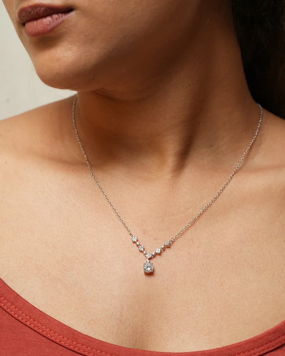 925 Sterling Silver Celeste Drop Pendant Necklace