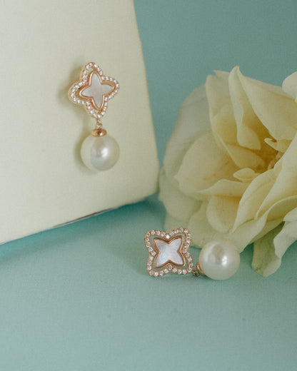 925 Sterling Silver Flutter Pearl Stud Earrings