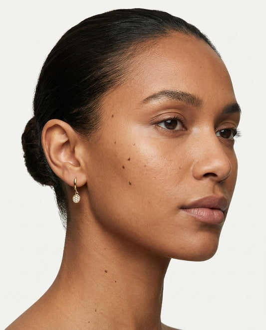 925 Sterling Silver Pave Disc Hoop Earrings
