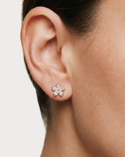 925 Sterling Silver Blossom Petal Stud Earrings