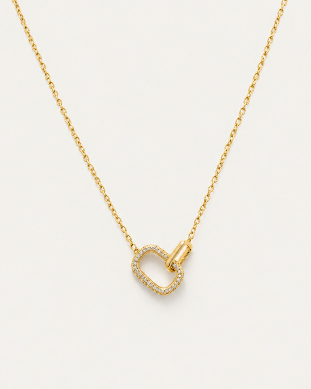 925 Sterling Silver 18K Gold Plated Interlocking Link Pendant Necklace