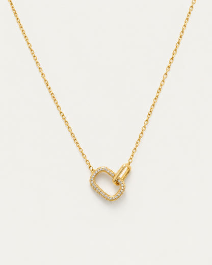 925 Sterling Silver 18K Gold Plated Interlocking Link Pendant Necklace