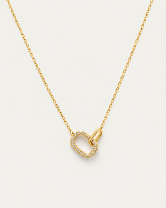 925 Sterling Silver 18K Gold Plated Interlocking Link Pendant Necklace