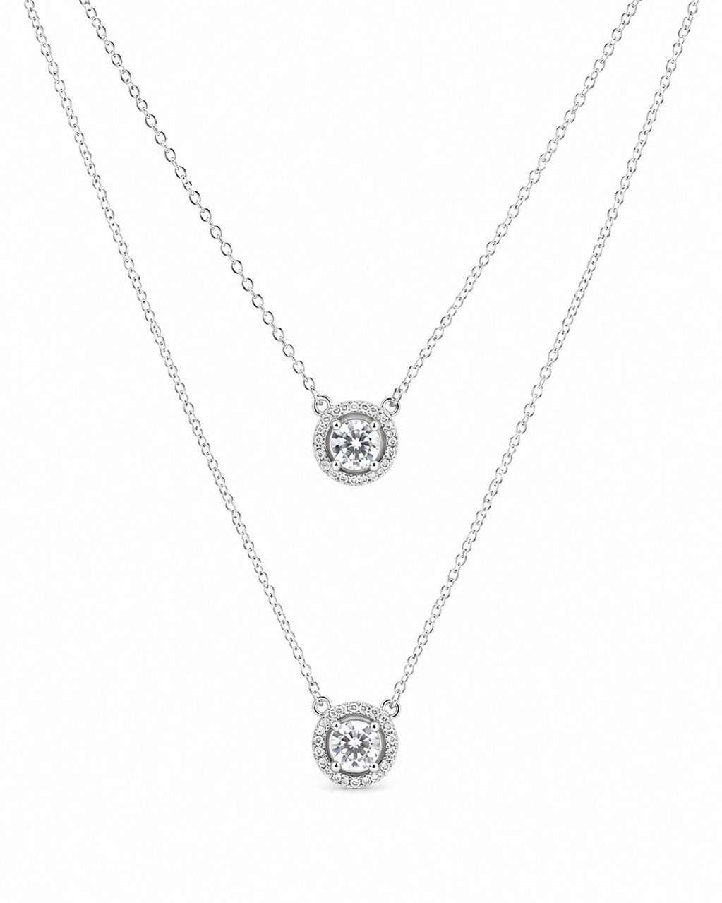 PEHRO 925 Sterling Silver Aurora Halo Pendant Necklace with sparkling round halo design