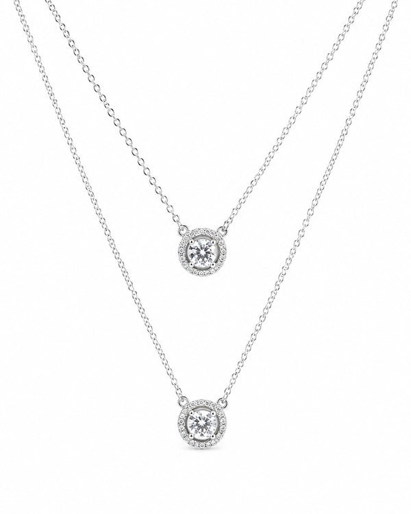 925 Sterling Silver Aurora Halo Pendant Necklace
