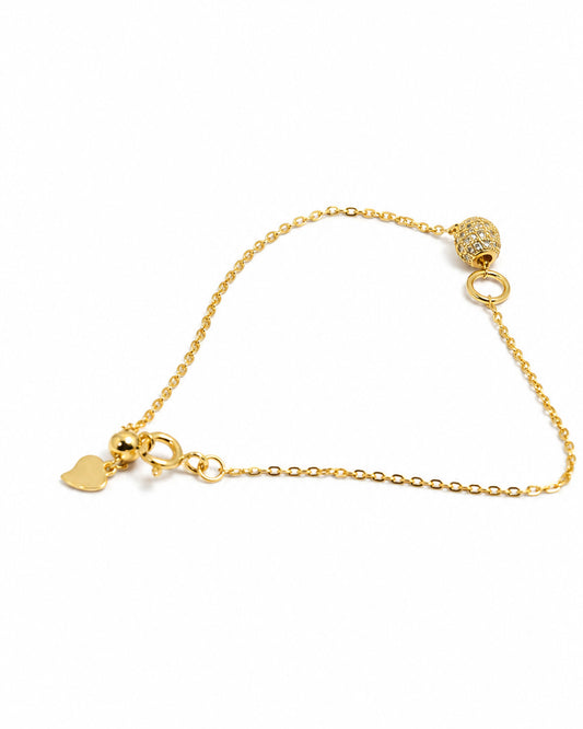 PEHRO 925 Sterling Silver Celeste Slider Bracelet with adjustable gold-plated chain
