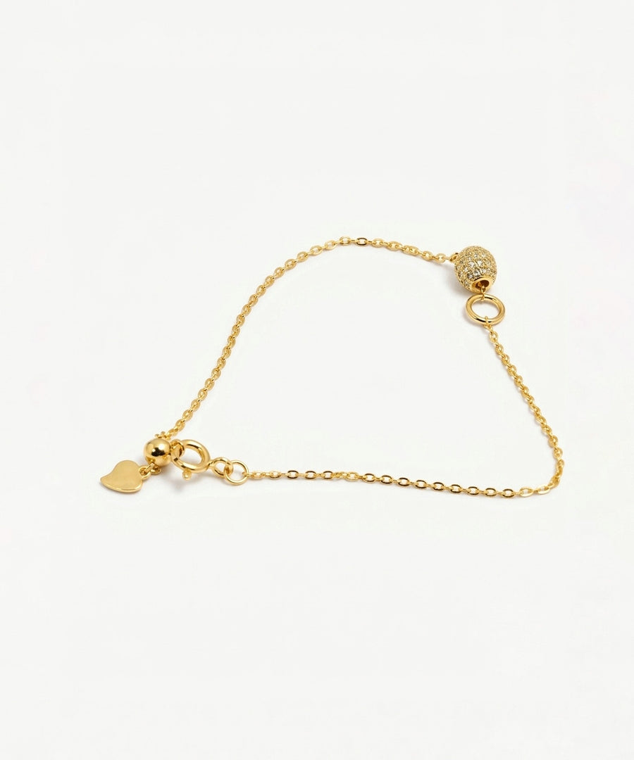 PEHRO 925 Sterling Silver Celeste Slider Bracelet with adjustable 18K gold-plated chain