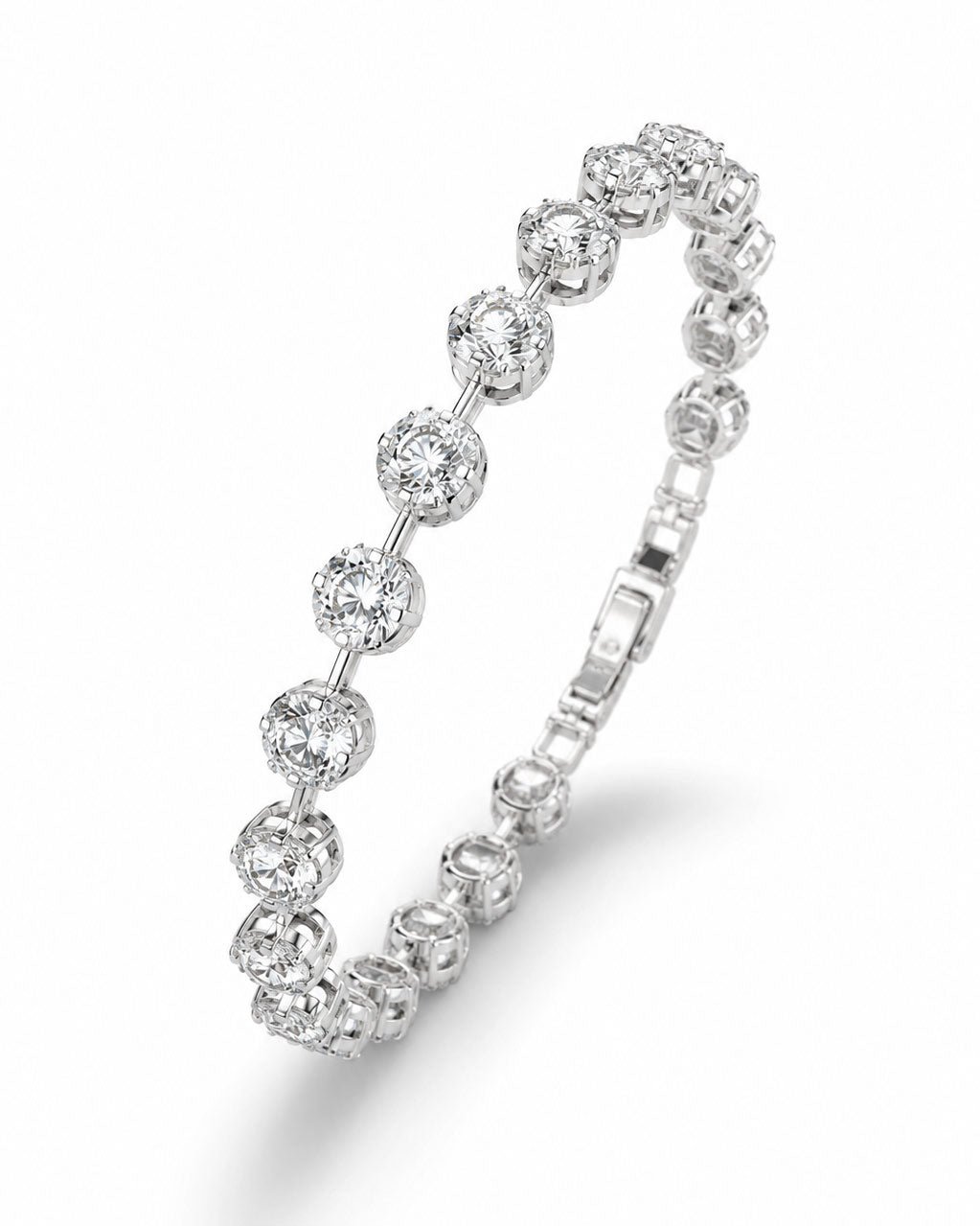 PEHRO 925 Sterling Silver Celeste Tennis Bracelet with brilliant round diamond-like stones