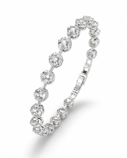 PEHRO 925 Sterling Silver Celeste Tennis Bracelet with brilliant round diamond-like stones