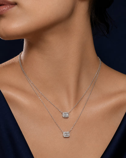 Model wearing PEHRO 925 Sterling Silver Elara Pendant Necklace