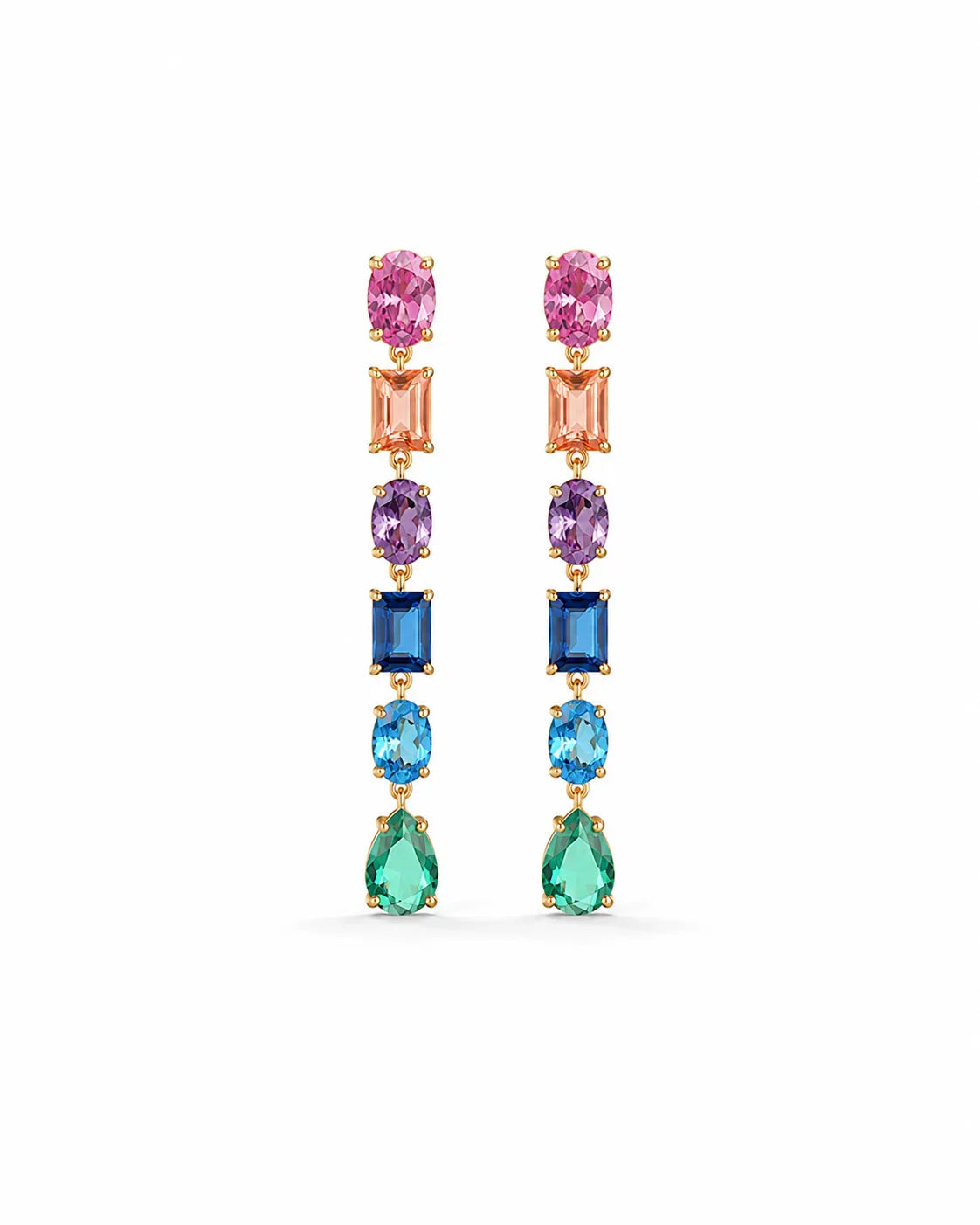 PEHRO 925 Sterling Silver Gold Vermeil Rainbow Drop Earrings