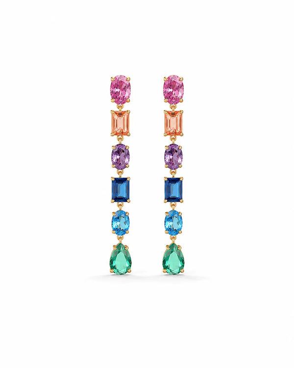 PEHRO 925 Sterling Silver Gold Vermeil Rainbow Drop Earrings