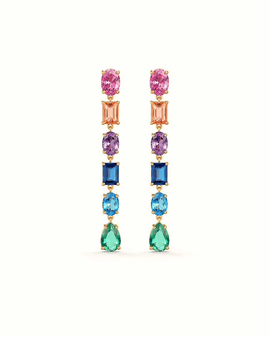PEHRO 925 Sterling Silver Gold Vermeil Rainbow Drop Earrings