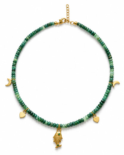 PEHRO 925 Sterling Silver Grandidierite Charm Choker Necklace