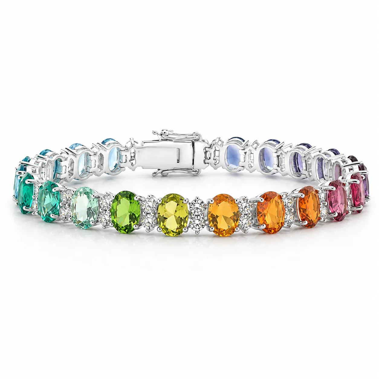PEHRO 925 Sterling Silver Rainbow Tennis Bracelet