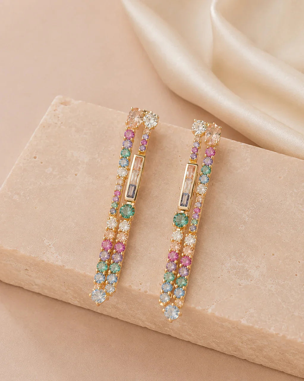 Pastel Cascade Earrings | 925 Silver & 18K Gold