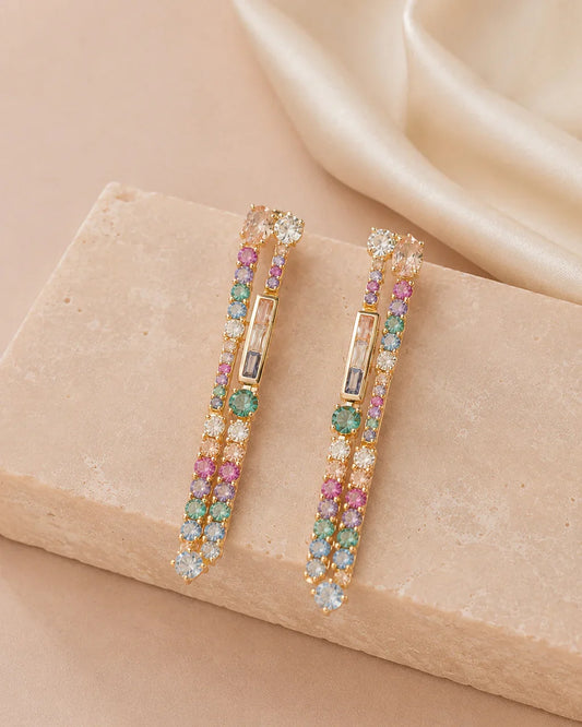 Pastel Cascade Earrings | 925 Silver & 18K Gold