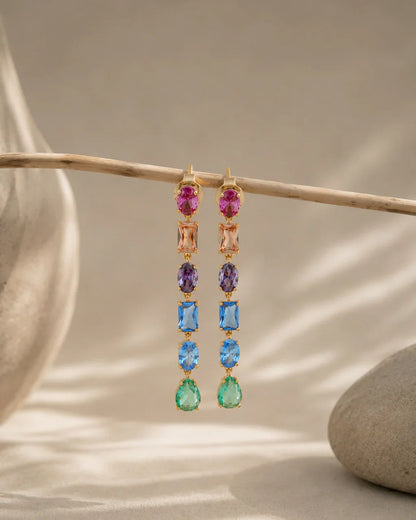 Rainbow Drop Earrings | 925 Silver with 18K Gold Vermeil