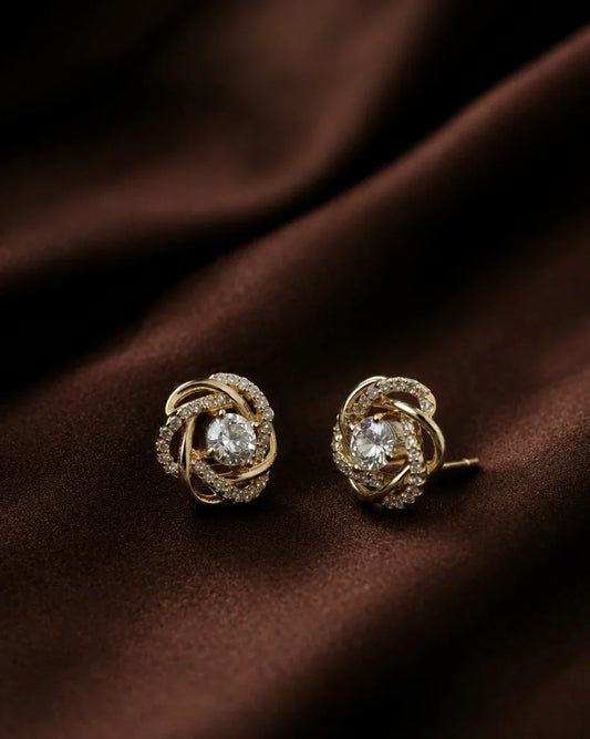 925 Sterling Silver Gold Plated Knot Stud Earrings