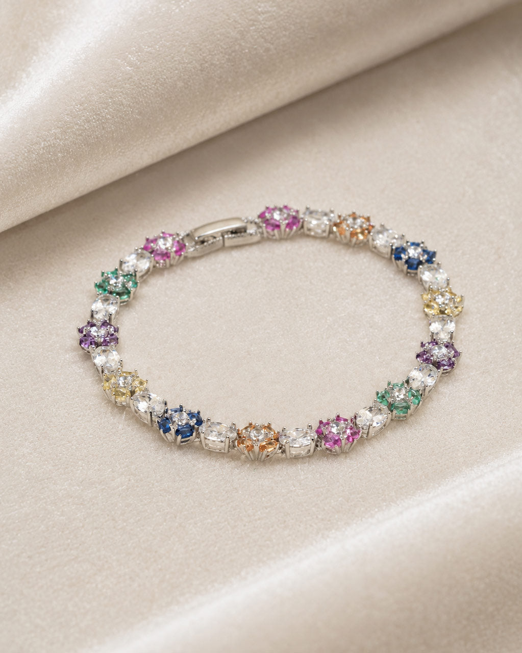 PEHRO 925 Sterling Silver Oval Gemstone Tennis Bracelet