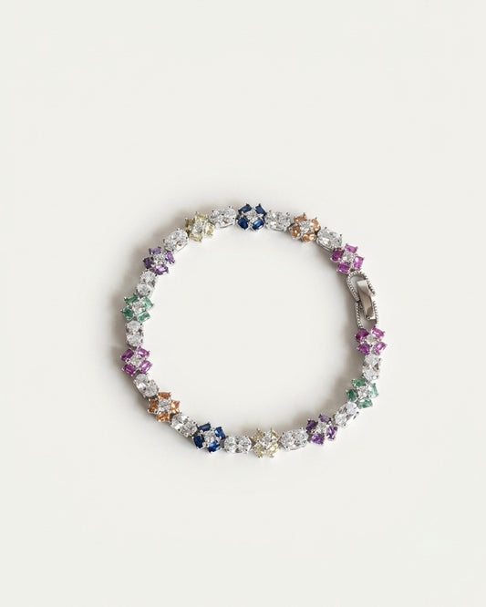PEHRO 925 Sterling Silver Oval Gemstone Tennis Bracelet