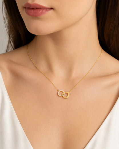 925 Sterling Silver Interlocking Circle Pendant Necklace for women