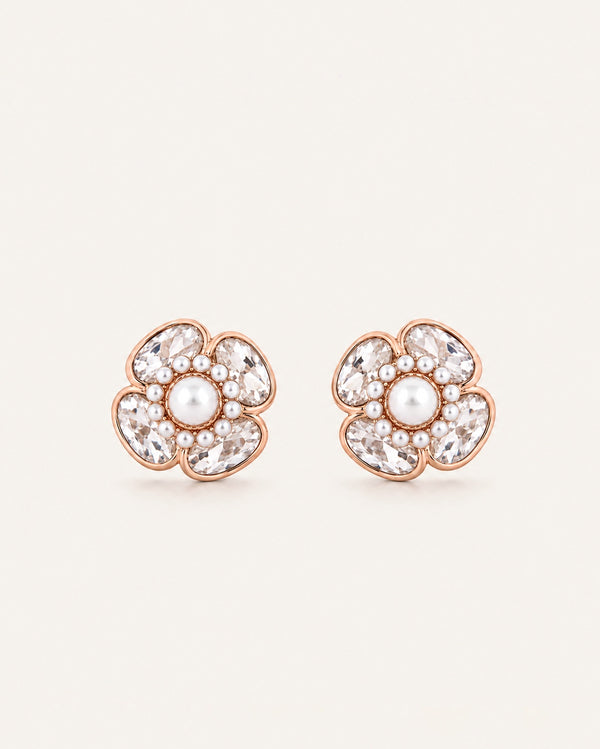 925 Sterling Silver Pearl Blossom Stud Earrings
