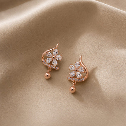 925 Sterling Silver Floral Drop Stud Earrings