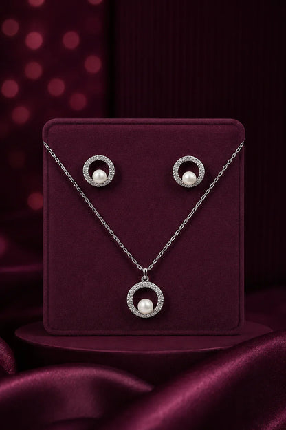 925 Sterling Silver Luna Pearl Necklace Set