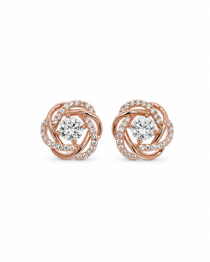 PEHRO 925 Sterling Silver Rose Gold Plated Knot Stud Earrings