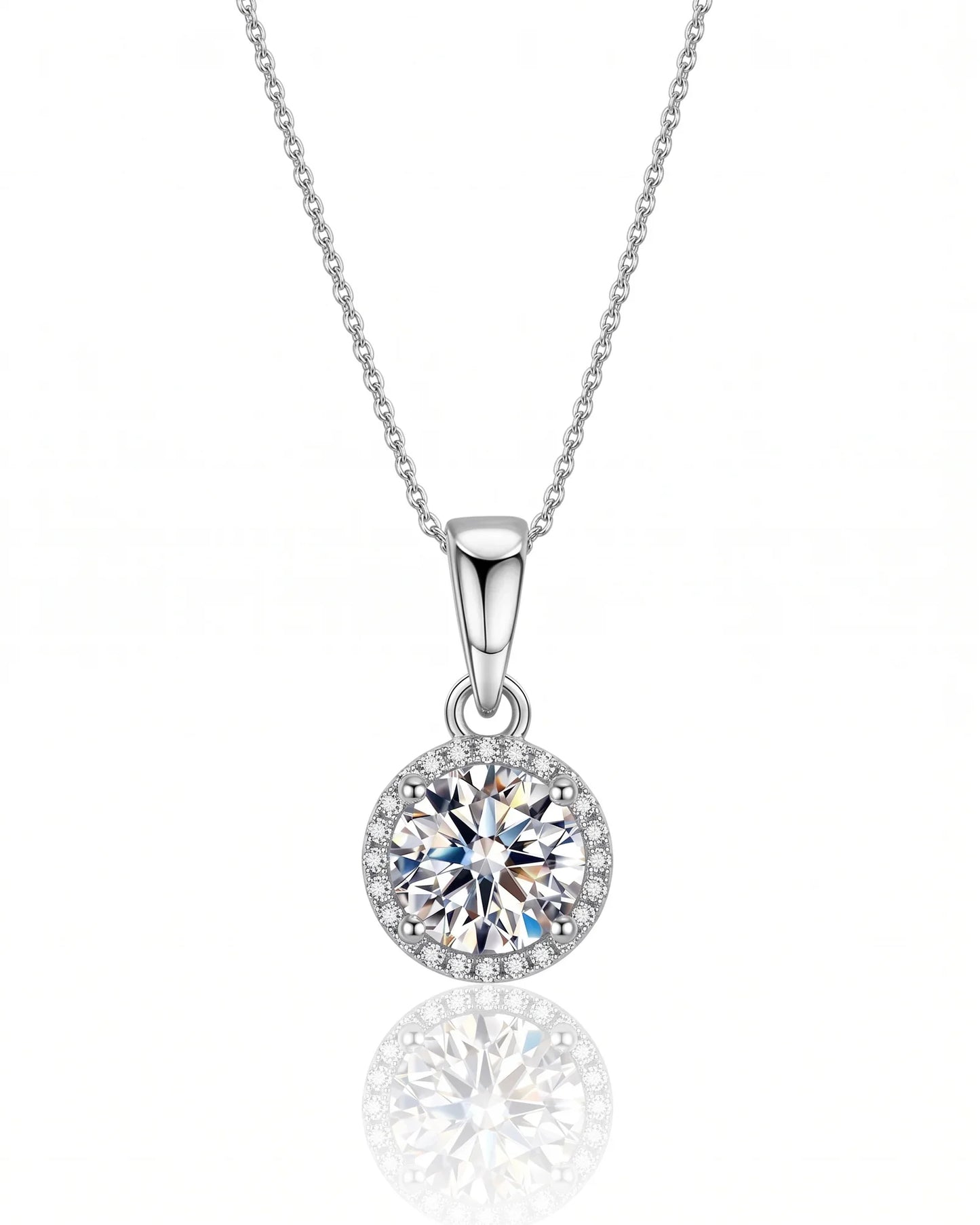 PEHRO 925 Sterling Silver 3 Carat Moissanite Halo Pendant