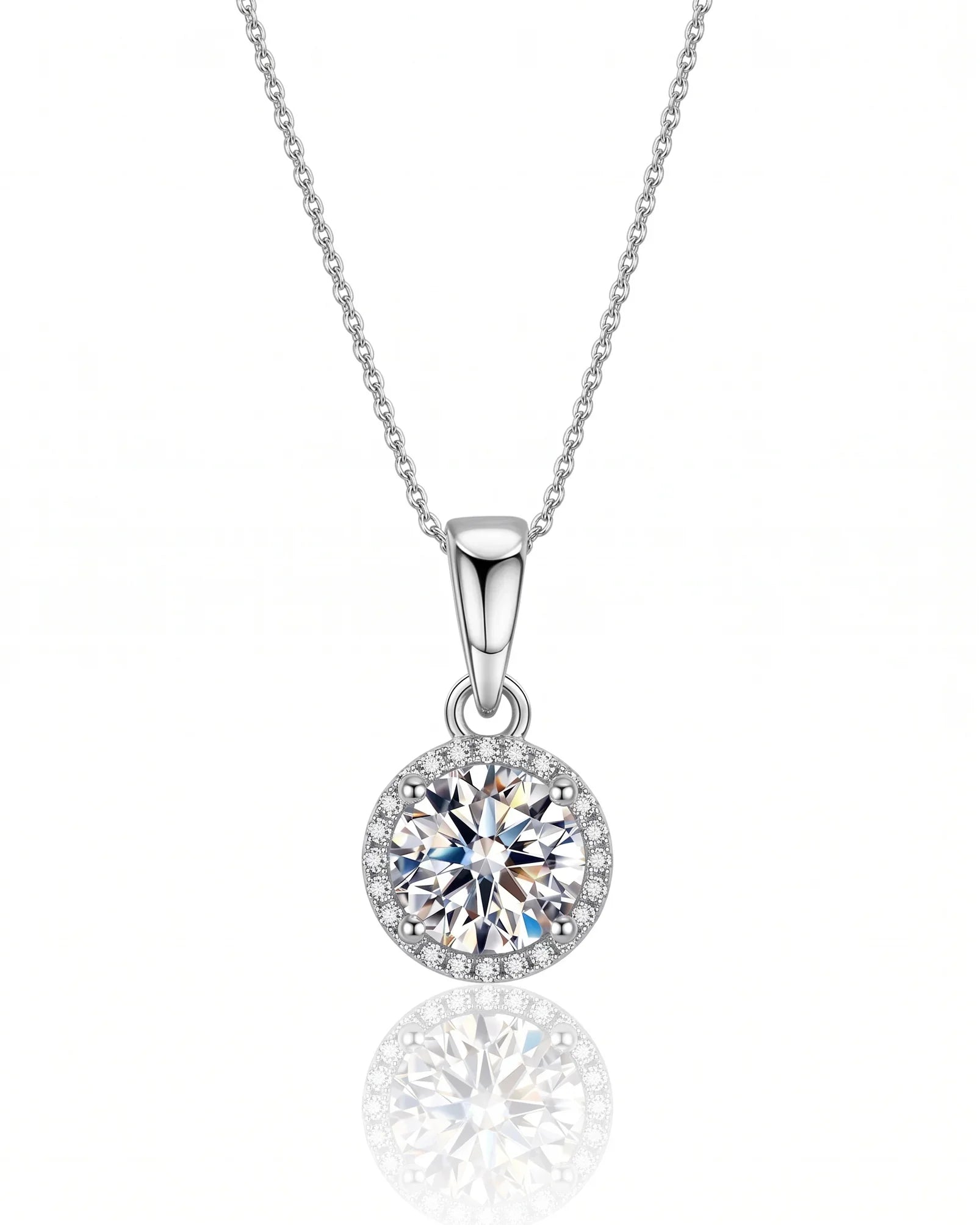PEHRO 925 Sterling Silver 3 Carat Moissanite Halo Pendant