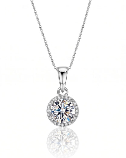 PEHRO 925 Sterling Silver 3 Carat Moissanite Halo Pendant