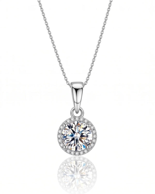 PEHRO 925 Sterling Silver 3 Carat Moissanite Halo Pendant