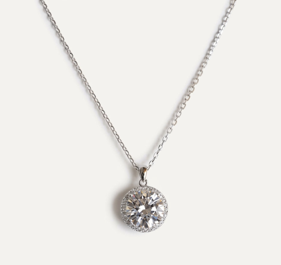 PEHRO 925 Sterling Silver 3 Carat Moissanite Halo Pendant