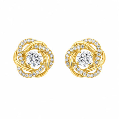 PEHRO 925 Sterling Silver Gold Plated Knot Stud Earrings