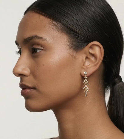 925 Sterling Silver Nature Leaf Drop Earrings