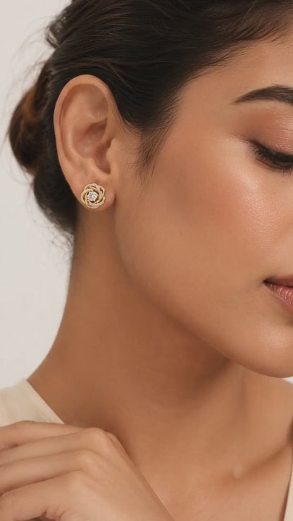 925 Sterling Silver Gold Plated Knot Stud Earrings